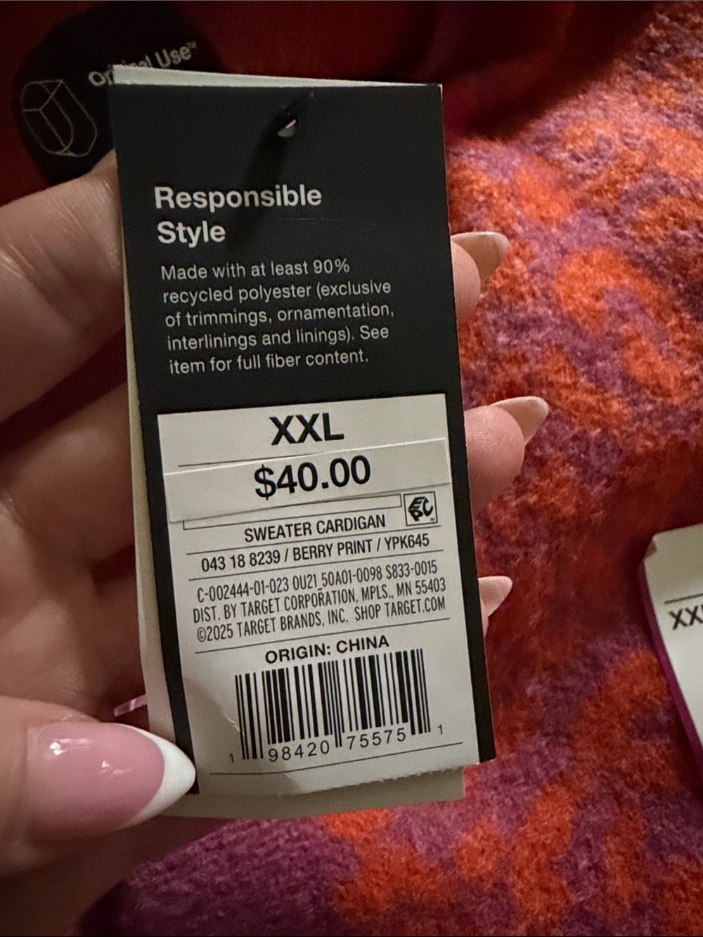 Original Use Pink and Orange Leopard-Print Cardigan - Picture 6 of 6